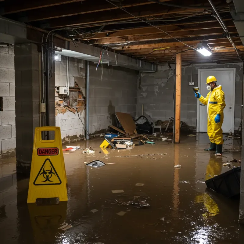 Flooded Basement Electrical Hazard in Bloomfield, IN Property